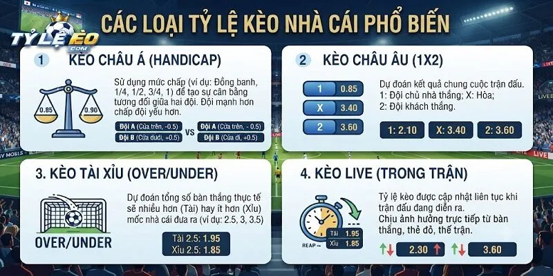 Một số tỷ lệ kèo thường gặp